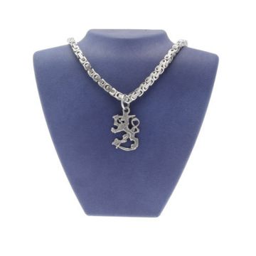 Teräsketju tinaleijona riipus